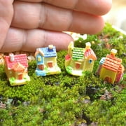 Naierhg 5Pcs Cottage Miniature Ornamental Weather-resistant Resin Micro Landscape Mini Garden Statue for Backyard,Green