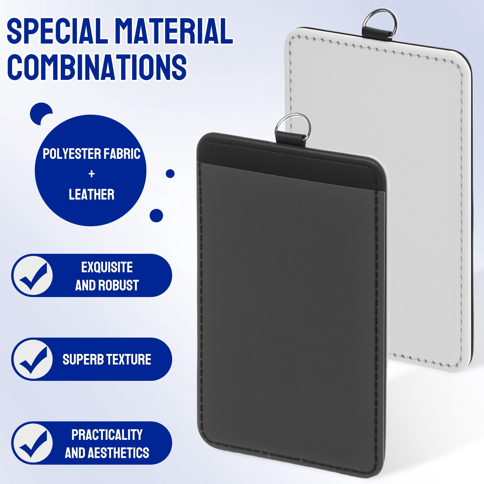 FKSZLL 20 Pcs Sublimation ID Badge Holder PU Leather Heat Transfer Print Vertical ID Card Holders Waterproof Name Tag Holders Blank for Coach Office Employees Students
