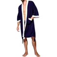thumbnail image 1 of LAICAIW Men's Waffle Kimono Robe Cotton Lightweight Nightgowns Bathrobe Sleepwear, 1 of 7