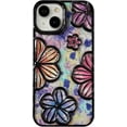 thumbnail image 7 of Chrome Plating Electroplated Glitter Bling Colorful Retro Oil Painting Flower Floral Print Compatible with iPhone Case (Silver,iPhone 13 Pro), 7 of 7