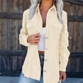 thumbnail image 2 of LWavelet Corduroy Overshirt Jacket Women Versatile Fall Casual Loose Stylish Trendy Outerwear Beige L, 2 of 5