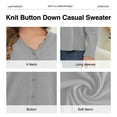 thumbnail image 3 of Uvplove Women's Long Sleeve Cardigan V-Neck Oufits Knit Button Down Casual Sweater,Gray,M-3XL, 3 of 9