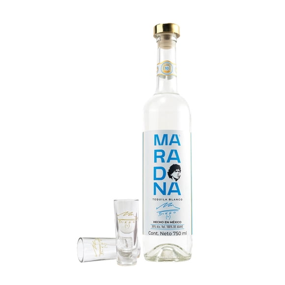 Tequila Maradona Blanco 750ml + 2 Tequileros