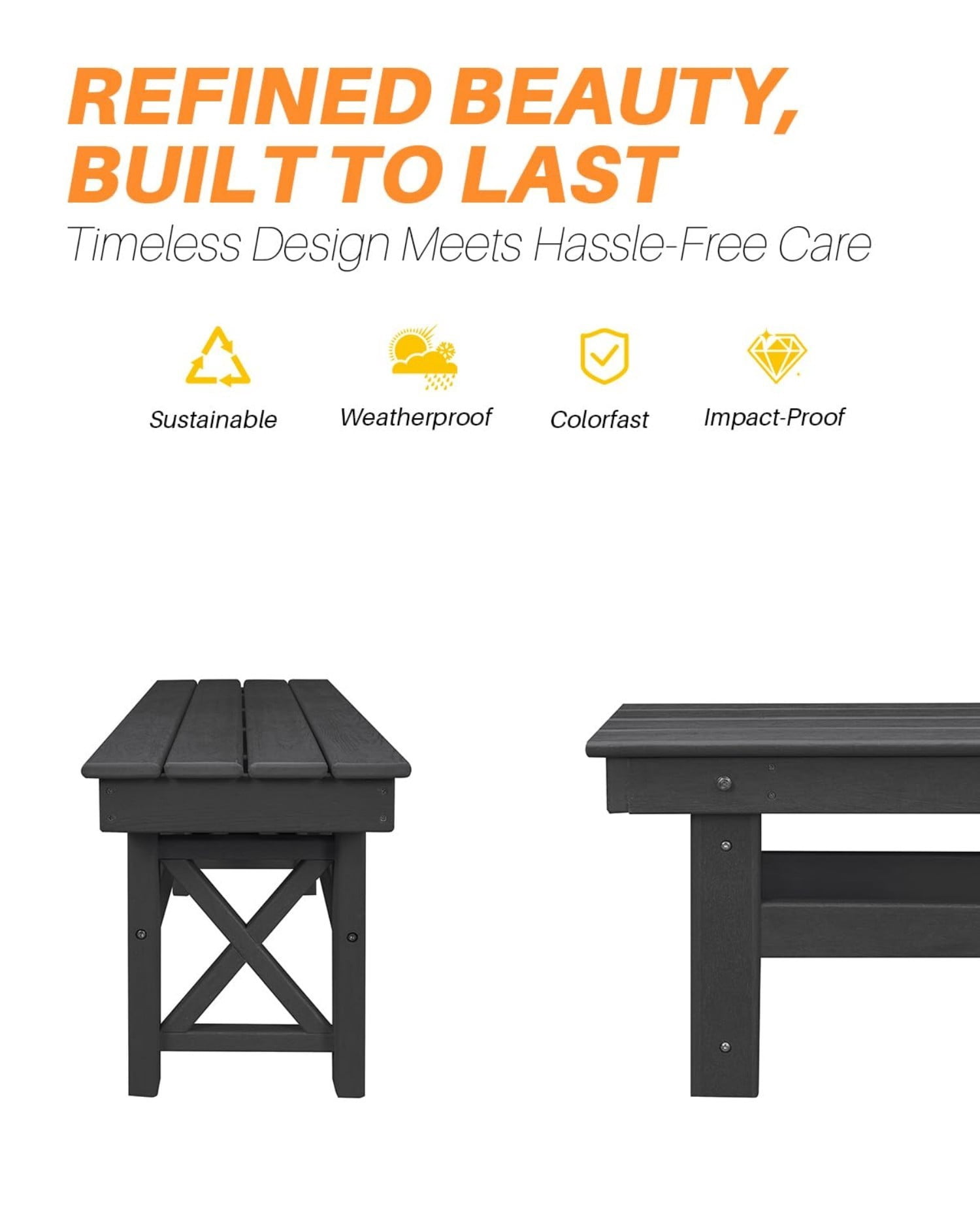 HDPE Outdoor Dining Table for 6, 66.9" Rectangle Patio Dining Table with 2.2" Umbrella Hole, All Weather HDPE Outdoor Table for Backyard, Deck, Garden, Poolside, Pearl