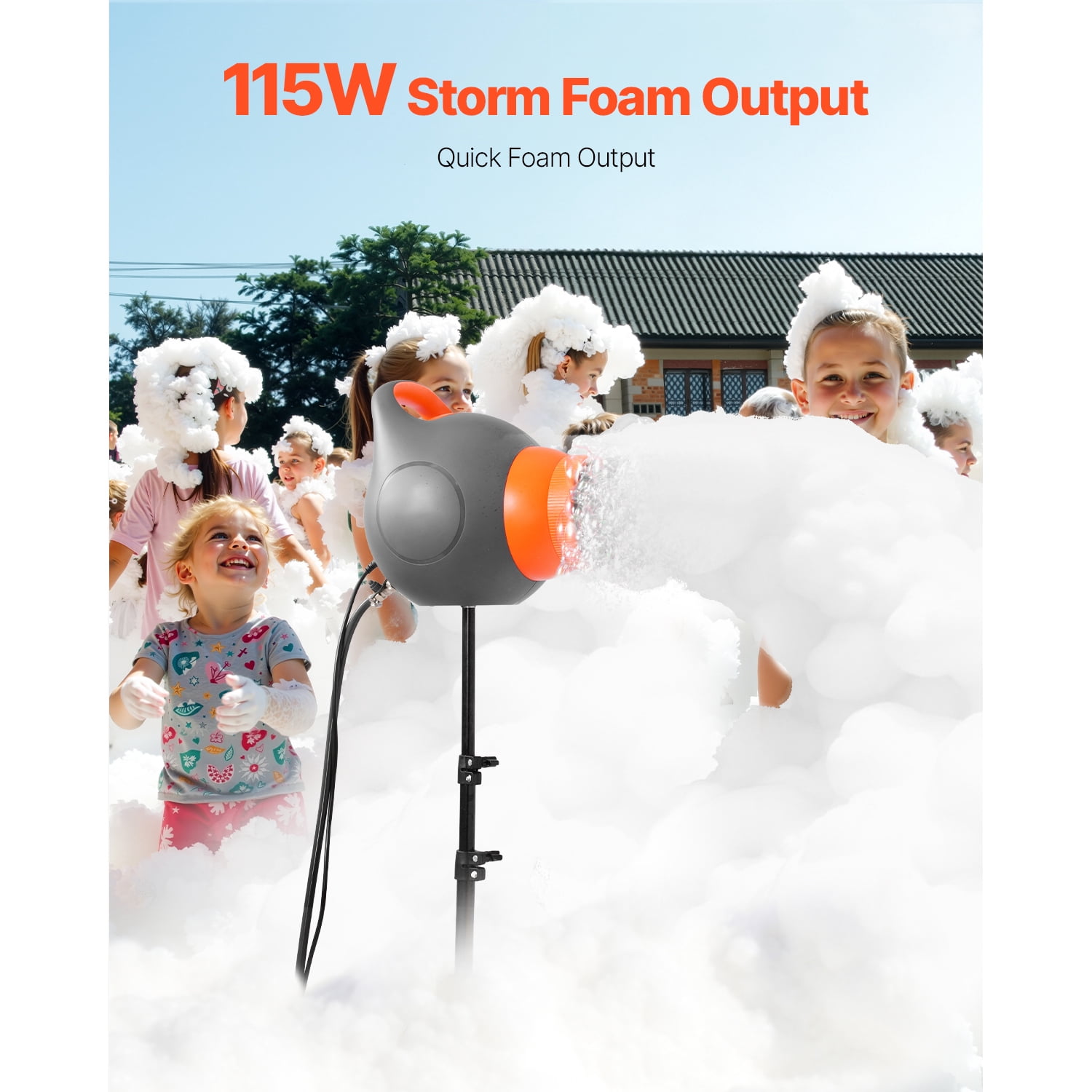 KFFKFF Foam Apparatus, 120 W Festive Foam Projector, Compact Foam Creator with a Three-Legged Support, Energetic Foam Gathering Apparatus, for Garden, Swimming Area, Open-air Gatherings
