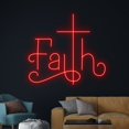 thumbnail image 3 of Handmadetneonsign Faith Neon Sign, Faith Neon Light, Jesus Cross Neon, Wall Art, Wall Decor, 3 of 5