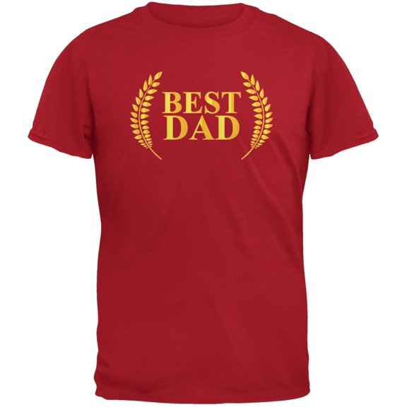 Fathers Day - Best Dad Laurel Red Adult T-Shirt - Small