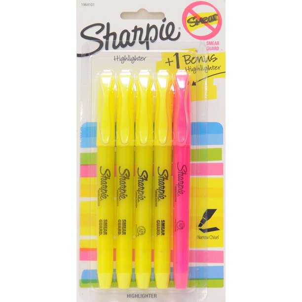 Sharpie Highlighter Yellow 4pk+1