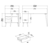 Tvilum Diana 2 Drawer Office Desk with 3 Shelves for Adults, White and Oak Structure