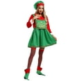 thumbnail image 4 of TiaoBug 4 Pcs Christmas Elf Costume for Womens Long Sleeve Christmas Dress Thigh High Socks Hat Set Green XL, 4 of 7