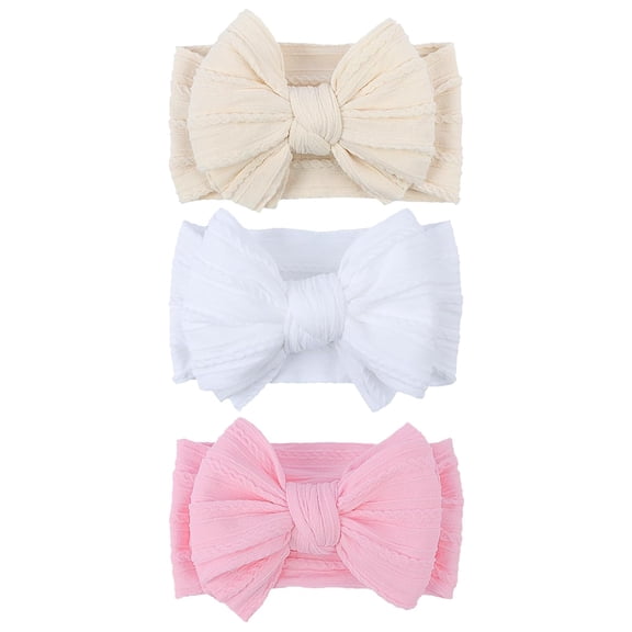 3PCS Handmade Baby Girls Headbands Soft Stretchy Nylon Hair Bands Hair Accessories with Bows for Newborn Baby Girls Infant Toddlers Kids