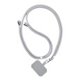 thumbnail image 1 of Correa de cordón universal para teléfono móvil (tela curada gris claro + cuerda suave gris), 1 of 8