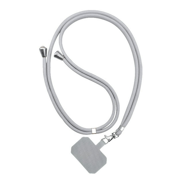 Correa de cordón universal para teléfono móvil (tela curada gris claro + cuerda suave gris)