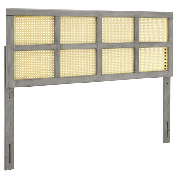 Modway Luana Cane Queen Headboard in Gray