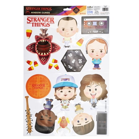 Netflix Stranger Things: 18 Count Window Clings, Chibi Artwork Style - 17"H x 11"W"