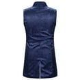thumbnail image 4 of Lolmot Mens Fashion Retro Asymmetrical Mid Length Tuxedo Suit Vest Solid Color Sleeveless Casual Double Breasted Performance Jacket Gothic Steampunk Jacquard Brocade Waistcoat, 4 of 4