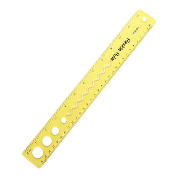 Regla flexible de plástico blando | Herramienta de medición plegable de 30 cm | Borde recto multifuncional con escala ondulada y orificios redondos | Marcas transparentes de alto contraste | Diseño