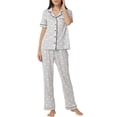 thumbnail image 3 of LANBAOSI Womens Pajama Set Short Sleeve Love Heart Print Comfy Button Down Shirt and Pants 2Pcs Sleepwear, Size M, 3 of 6