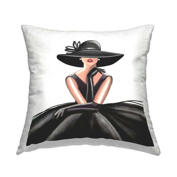 Stupell Industries High End Fashion Glam Pose Luxurious Dress Black,18 x 7 x 18 Decorative Pillows