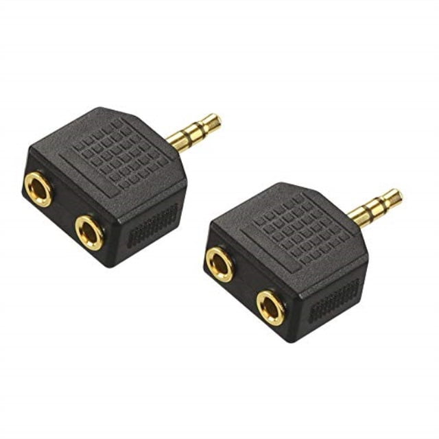 vce 2pack gold plated 3.5mm male to dual 1/8 inch female stereo jack adapter y splitter