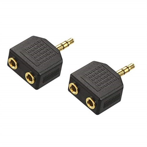 vce 2pack gold plated 3.5mm male to dual 1/8 inch female stereo jack