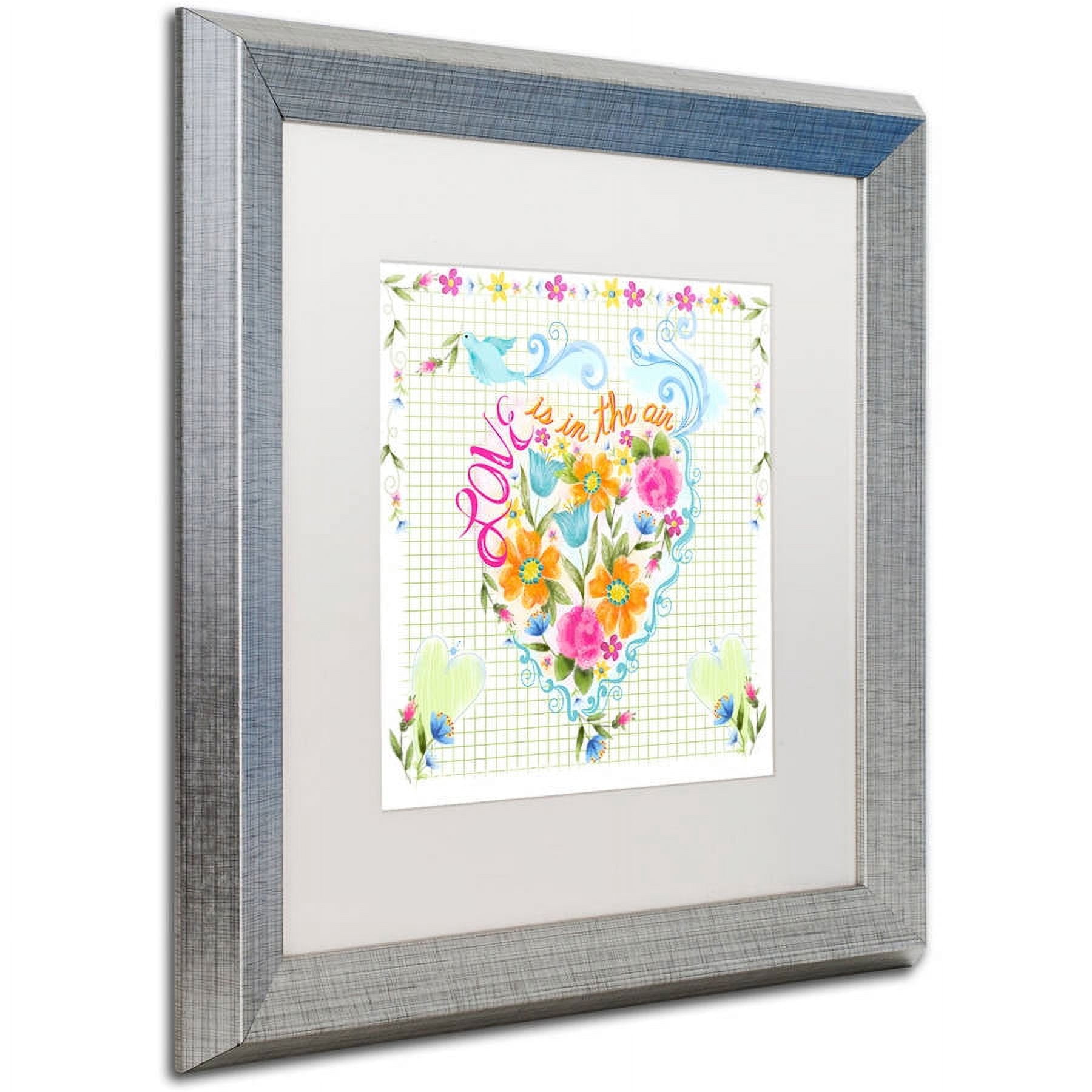 Trademark Fine Art "Love Heart" Canvas Art by Lisa Powell Braun, White Matte, Silver Frame