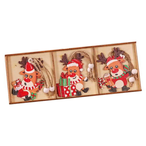 9 piezas de adornos colgantes de madera para Navidad, adornos artesanales para muñecas. 58 cm x 75 cm