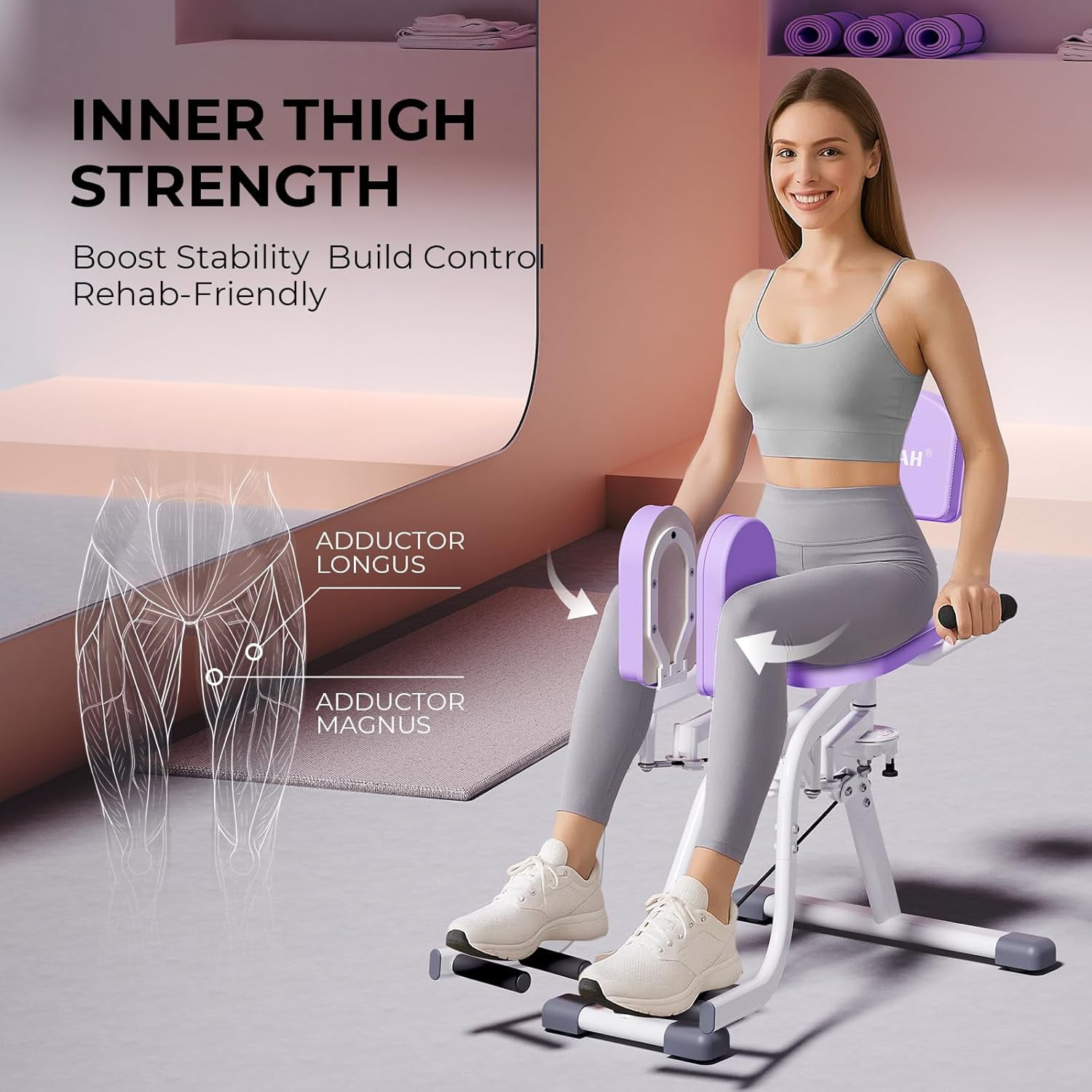Hip Abduction Machine, Inner and Outer Thigh Machine for Home Gym, Abductor Adductor Machine for Women, Compact Glute Workout Machine for Strength Training