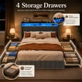 thumbnail image 3 of SESSLIFE Queen Bed Frame with Storage, Upholstered Platform Storage Bed with 4 Drawers & Headboard Storage Shelves, RGB LED Lights, Easy Assembly, No Box Spring Needed, Gray, 3 of 9