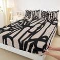 thumbnail image 4 of Erosebridal Brown Black Stripe Full Size Sheets,Modern Abstract Geometric Line Bed Sheets For Men Women 4-Piece, 4 of 6