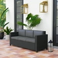 thumbnail image 2 of Outsunny 3 Seat Rattan Wicker Sofa Patio Furniture with Cushion, Grey, 2 of 10