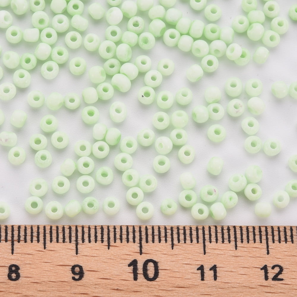 8/0 Opaque Glass Seed Beads Round Hole Frosted Colours Round Light Green 3-4x2-3mm Hole: 0.8mm 15000pcs/Pound
