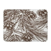 SIDONKU Needles Vintage Pine Tree Conifer Sketch Cone on Plant Christmas Doormat Floor Rug Bath Mat 23.6x15.7 inch