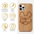 thumbnail image 4 of Case Yard Wooden Case Outside Soft TPU Silicone, Slim Fit Shockproof Wood Protective Phone Cover for Girls Boys Men and Women, Supports Wireless Charging Dog Face Design case for iPhone-12-Pro-Max, 4 of 7