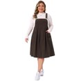 thumbnail image 3 of DARING DIVA Women's Plus Corduroy Pinafore Dress Pleated Skirt 2X Dark Brown, 3 of 6