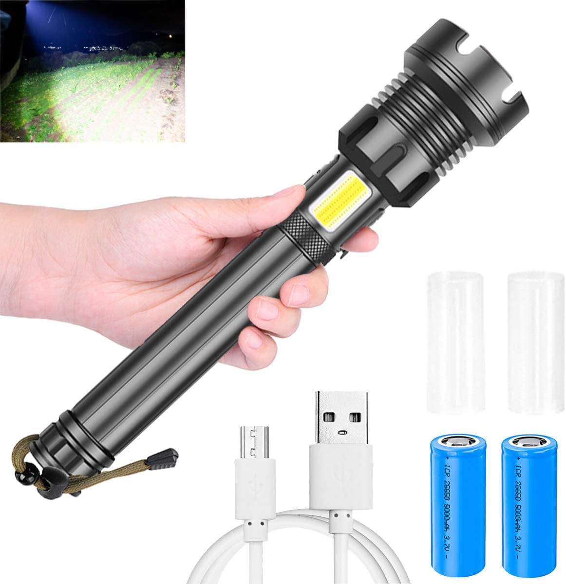 Most Bright XHP90 XHP100 LED Flashlight USB Rechargeable Zoom Torch Light 26650