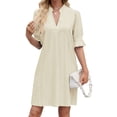 thumbnail image 3 of Deago Summer Dresses for Women V Neck Ruffle Short Sleeve Solid Color Casual Loose Shirt Dress (Yellow, 2XL), 3 of 9