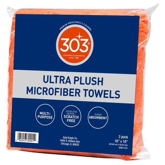303 Microfiber Towels, Edgeless, Automotive Detailing, 3 Pack