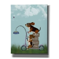 Epic Graffiti 'Basset Hound Scooter' by Fab Funky Canvas Wall Art, 40"x54"
