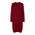 thumbnail image 4 of Offres de Liquidation d'Hiver! Robes Décontractées pour Femmes 2024, Robe Décontractée Unie à Manches Longues Col Rond Vin 4TG, 4 of 5
