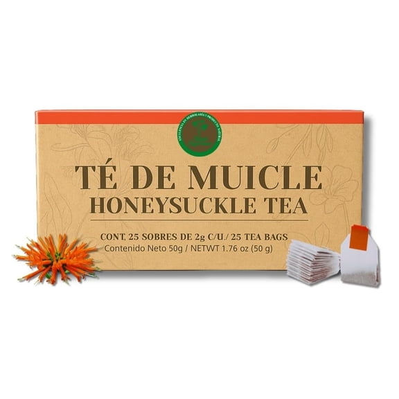 Muicle Té (Mexican Honeysuckle Herbal Tea) – 25 Tea Bags – 100% Natural, Vegan, Non-GMO – Traditional Mexican Herbal Infusion – Caffeine-Free, Authentic & Aromatic – by High Supreme