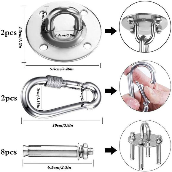 2 Pack 2000 lb Capacity Stainless Steel 180° Swing Hangers Heavy Duty Swing Hooks