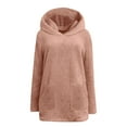 thumbnail image 6 of yoeyez Womens Plush Hoodies Casual Snuggly Sherpa Hooded Pullover Long Sleeve Tunics Tops Winter Warm Cozy Soft Loungewear with Pocket Orange,XXL, 6 of 7