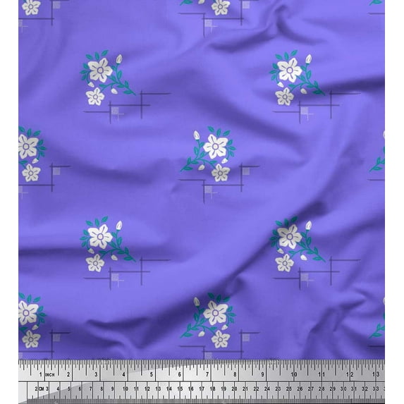 Soimoi Cotton Poplin Fabric Geometric Maze,Leaves & Floral Artistic Print Sewing Fabric Yard 56 Inch Wide