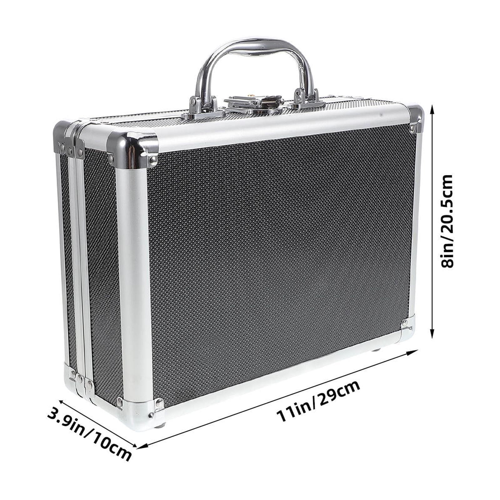 Masteelf Silver Aluminum Alloy Storage Box Multifunctional Portable Tool Case with Handle Lockable Metal