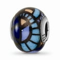 thumbnail image 1 of 925 Sterling Silver Reflections Italian Blue Decorative Overlay Glass Bead; for Adults and Teens; for Women and Men, 1 of 3