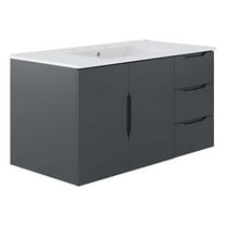 Sink Vanity Cabinet, White Grey Gray, Ceramic, Melamine, Modern Contemporary, Hotel Bedroom Bathroom Master Suite Guest