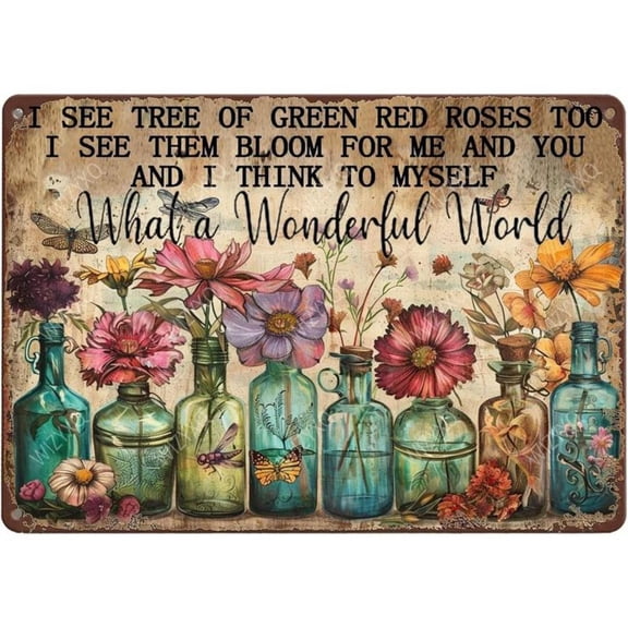 HELLOYOUNG Metal Sign: I See Tree of Green, Red Roses - Funny Vintage  Sign -- Retro Wall Decor for Home, Office, Farmhouse, Yard, Garden, Shop, Cafe - Indoor/Outdoor - 8×12 Inches