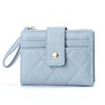 thumbnail image 1 of Cartera para mujer de cuero plegable pequeño bolsillo con cremallera tarjetero con ventana de identificación, clips de viaje de moda, 1 of 5