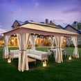 thumbnail image 5 of COBIZI 12x20 Heavy Duty Canopy Gazebo Outdoor Gazebo with 6 Netting and Curtains 100% Waterproof Party Wedding Tents with Double Roof and Metal Steel Frame for Backyard, Patio, Lawn, Garden, Khaki, 5 of 13